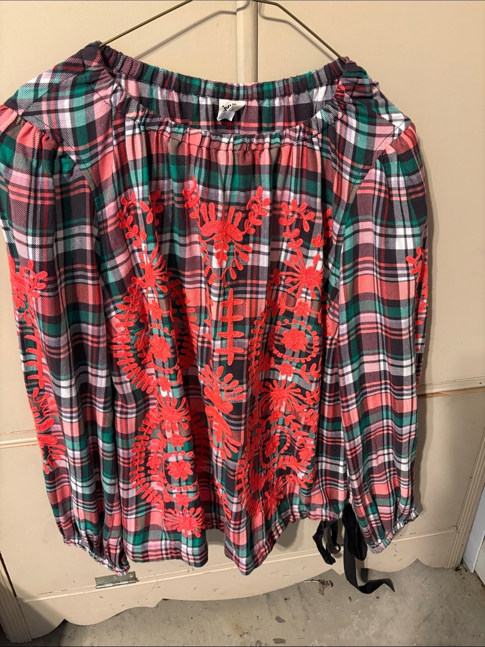 ivy jane neon orange & Green blouse with tie waist